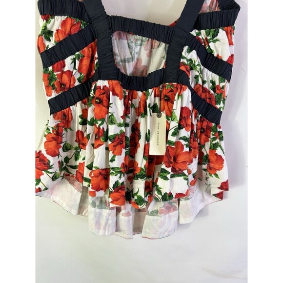 New Maeve Anthropologie Ditali Open Back Red Floral Baby Tank Top - Picture 5 of 7